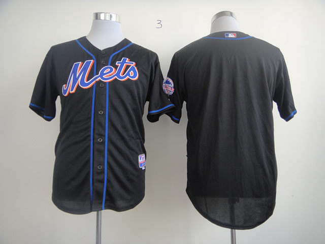 Men New York Mets Blank Black MLB Jerseys->new york mets->MLB Jersey